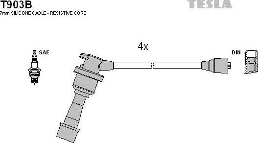 TESLA T903B - Комплект проводів запалювання autozip.com.ua