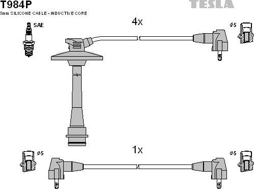 TESLA T984P - Комплект проводів запалювання autozip.com.ua