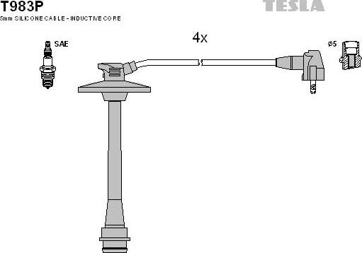 TESLA T983P - Комплект проводів запалювання autozip.com.ua