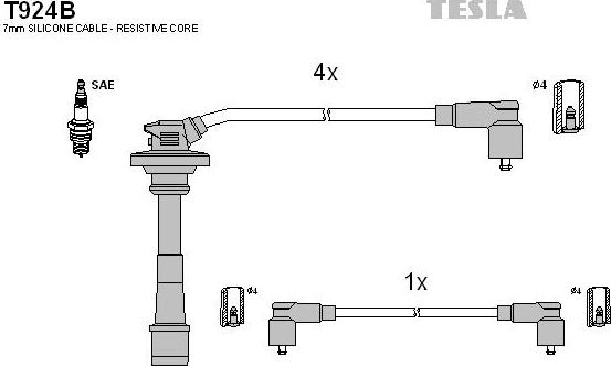TESLA T924B - Комплект проводів запалювання autozip.com.ua