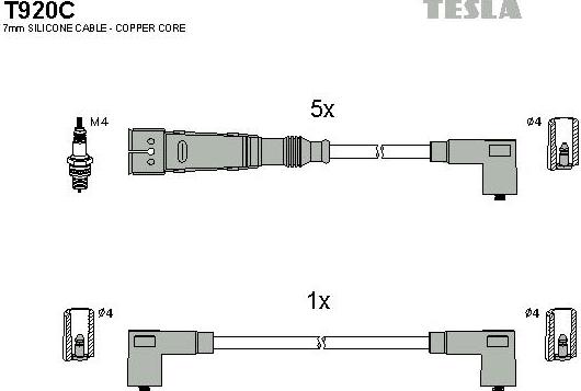 TESLA T920C - Комплект проводів запалювання autozip.com.ua