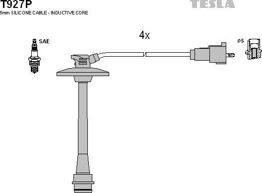 TESLA T927P - Комплект проводів запалювання autozip.com.ua