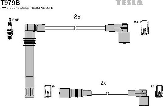 TESLA T979B - Комплект проводів запалювання autozip.com.ua