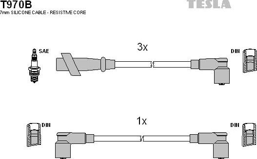 TESLA T970B - Комплект проводів запалювання autozip.com.ua