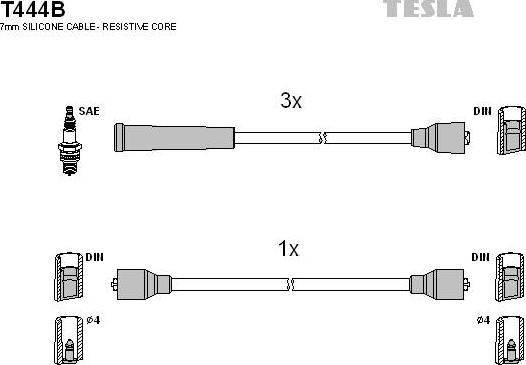 TESLA T444B - Комплект проводів запалювання autozip.com.ua