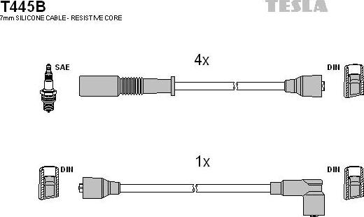 TESLA T445B - Комплект проводів запалювання autozip.com.ua