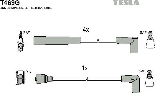 TESLA T469G - Комплект проводів запалювання autozip.com.ua