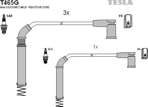 TESLA T465G - Комплект проводів запалювання autozip.com.ua