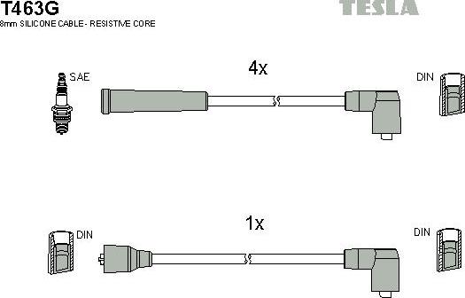 TESLA T463G - Комплект проводів запалювання autozip.com.ua