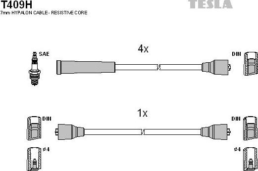 TESLA T409H - Комплект проводів запалювання autozip.com.ua