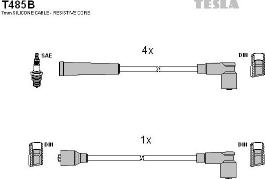 TESLA T485B - Комплект проводів запалювання autozip.com.ua