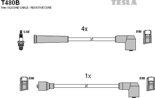 TESLA T480B - Комплект проводів запалювання autozip.com.ua