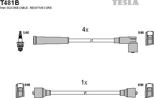 TESLA T481B - Комплект проводів запалювання autozip.com.ua