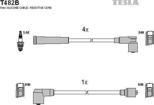 TESLA T482B - Комплект проводів запалювання autozip.com.ua