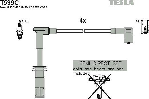 TESLA T599C - Комплект проводів запалювання autozip.com.ua