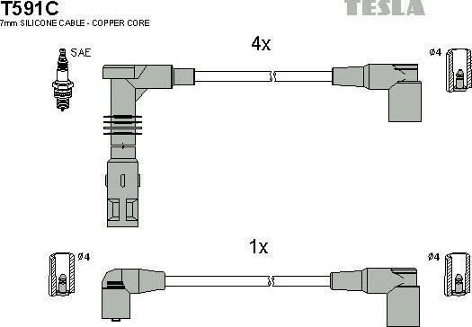 TESLA T591C - Комплект проводів запалювання autozip.com.ua