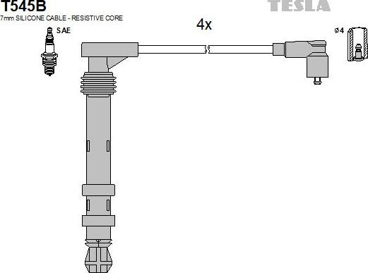 TESLA T545B - Комплект проводів запалювання autozip.com.ua