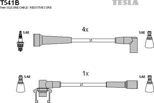 TESLA T541B - Комплект проводів запалювання autozip.com.ua