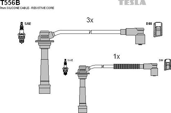 TESLA T556B - Комплект проводів запалювання autozip.com.ua