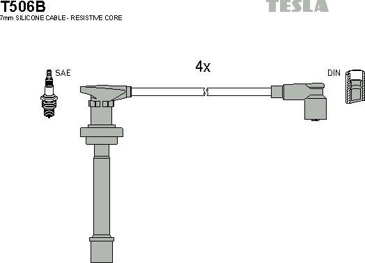 TESLA T506B - Комплект проводів запалювання autozip.com.ua