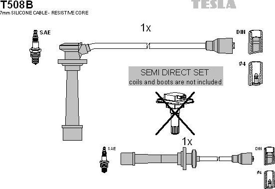 TESLA T508B - Комплект проводів запалювання autozip.com.ua