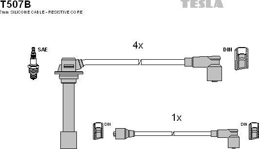TESLA T507B - Комплект проводів запалювання autozip.com.ua