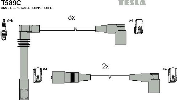 TESLA T589C - Комплект проводів запалювання autozip.com.ua