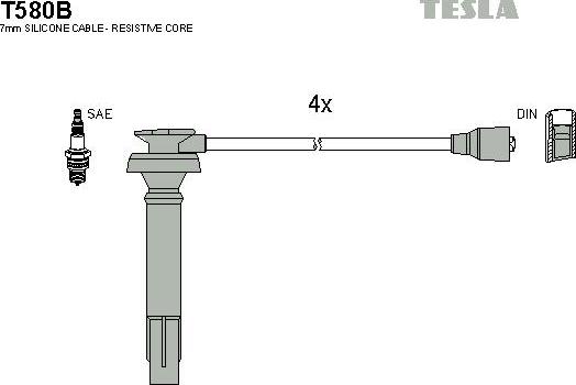 TESLA T580B - Комплект проводів запалювання autozip.com.ua