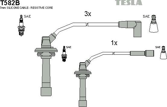 TESLA T582B - Комплект проводів запалювання autozip.com.ua