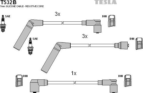 TESLA T532B - Комплект проводів запалювання autozip.com.ua