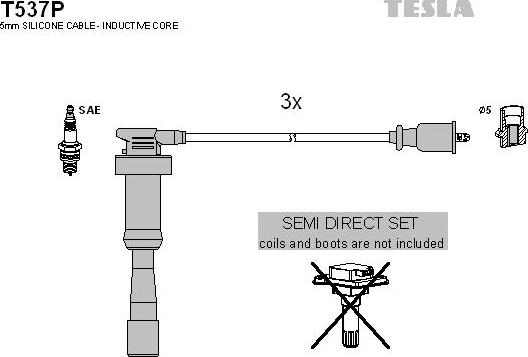 TESLA T537P - Комплект проводів запалювання autozip.com.ua
