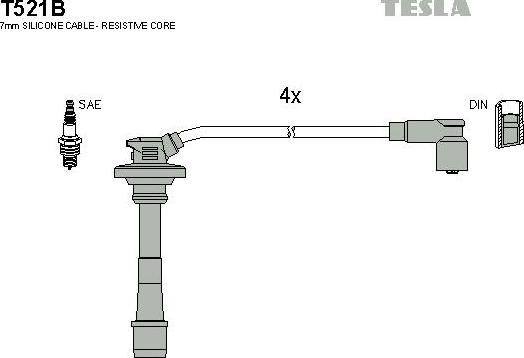 TESLA T521B - Комплект проводів запалювання autozip.com.ua