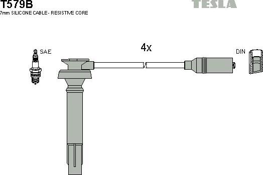 TESLA T579B - Комплект проводів запалювання autozip.com.ua