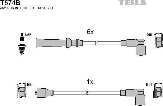 TESLA T574B - Комплект проводів запалювання autozip.com.ua