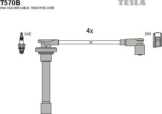 TESLA T570B - Комплект проводів запалювання autozip.com.ua