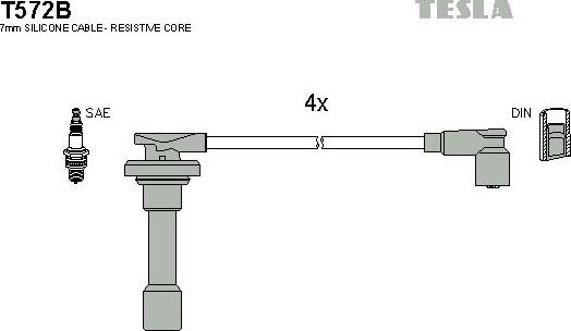 TESLA T572B - Комплект проводів запалювання autozip.com.ua
