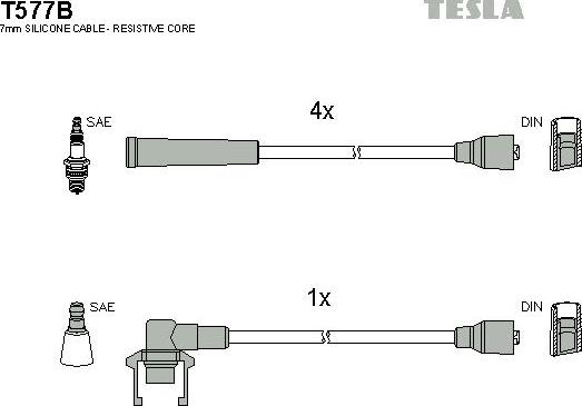 TESLA T577B - Комплект проводів запалювання autozip.com.ua