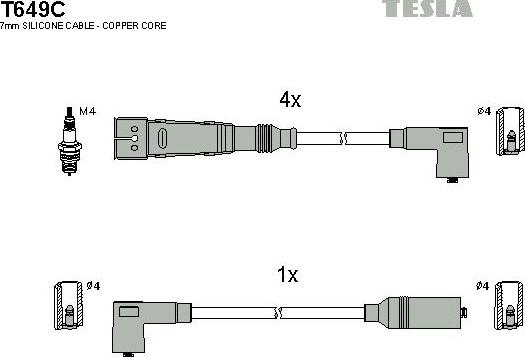 TESLA T649C - Комплект проводів запалювання autozip.com.ua