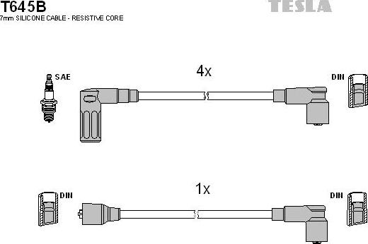 TESLA T645B - Комплект проводів запалювання autozip.com.ua