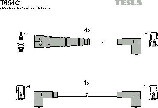 TESLA T654C - Комплект проводів запалювання autozip.com.ua