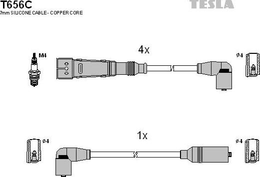 TESLA T656C - Комплект проводів запалювання autozip.com.ua