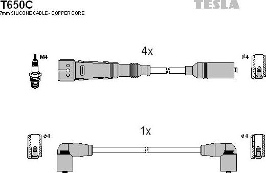 TESLA T650C - Комплект проводів запалювання autozip.com.ua