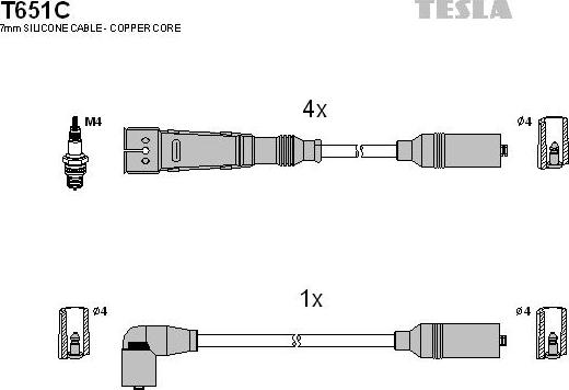 TESLA T651C - Комплект проводів запалювання autozip.com.ua