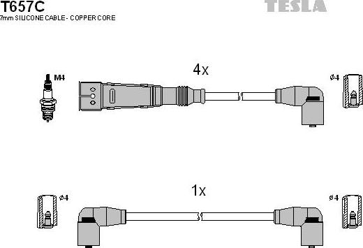 TESLA T657C - Комплект проводів запалювання autozip.com.ua
