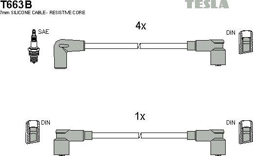 TESLA T663B - Комплект проводів запалювання autozip.com.ua