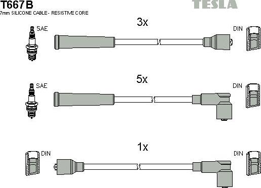 TESLA T667B - Комплект проводів запалювання autozip.com.ua
