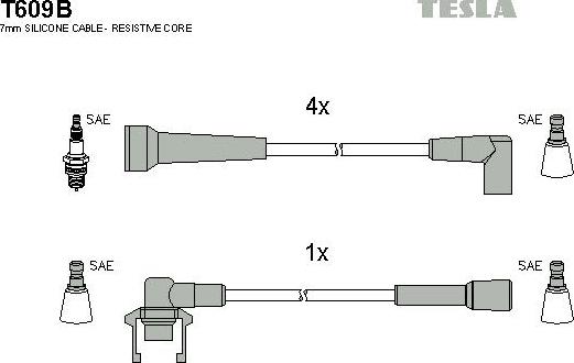 TESLA T609B - Комплект проводів запалювання autozip.com.ua