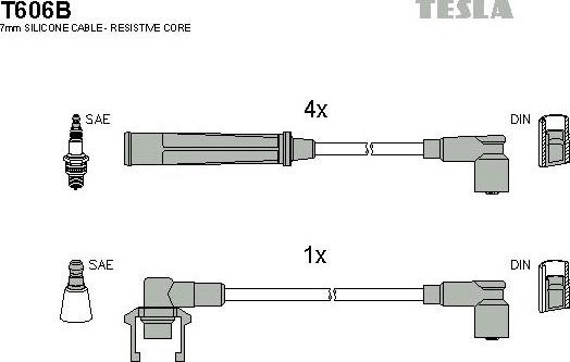 TESLA T606B - Комплект проводів запалювання autozip.com.ua