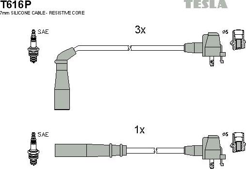 TESLA T616P - Комплект проводів запалювання autozip.com.ua
