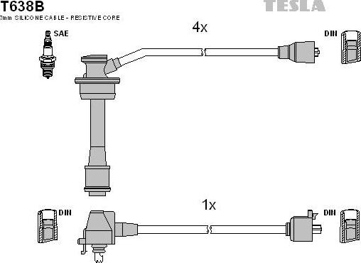 TESLA T638B - Комплект проводів запалювання autozip.com.ua